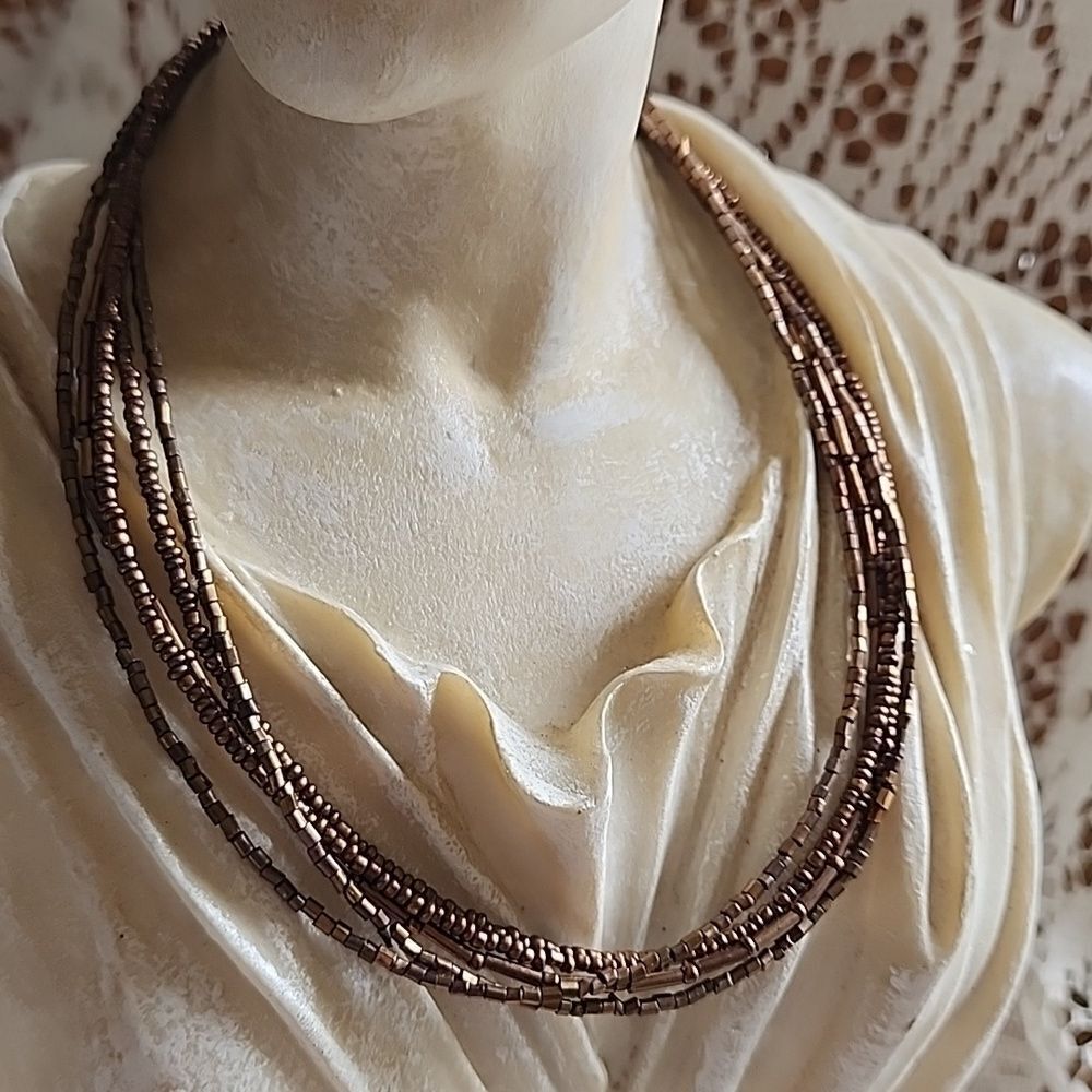 Vintage Copper Tone 4 Strand Choker Style Necklace